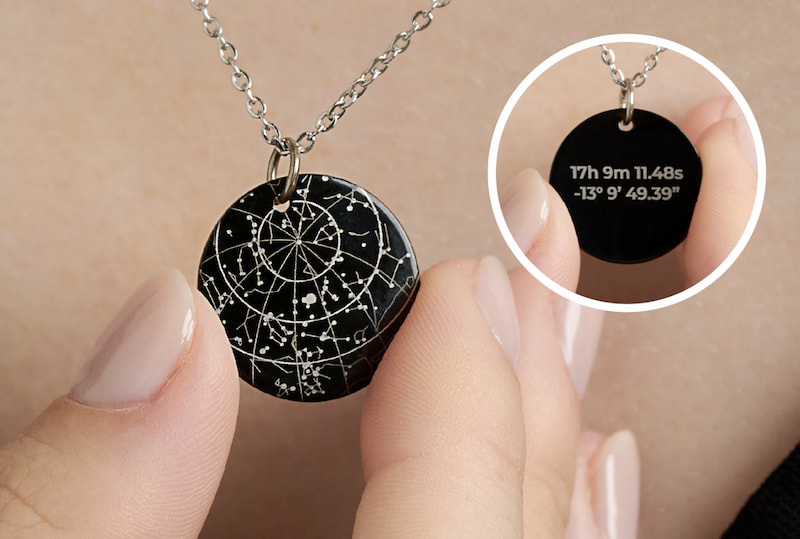 Engraved Personalised Map of your Star Necklace